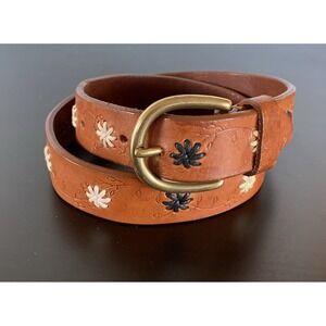 Woolrich Genuine Leather Western Style Belt Women's S 28 Boho Embroidery Floral